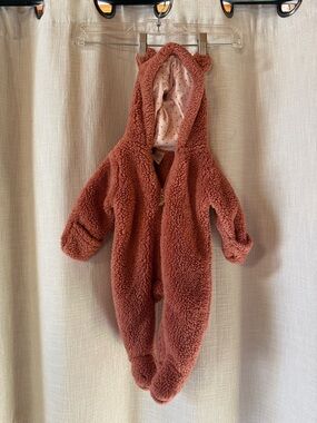 Carter's Rust Teddy Fleece Hooded Baby One-Piece